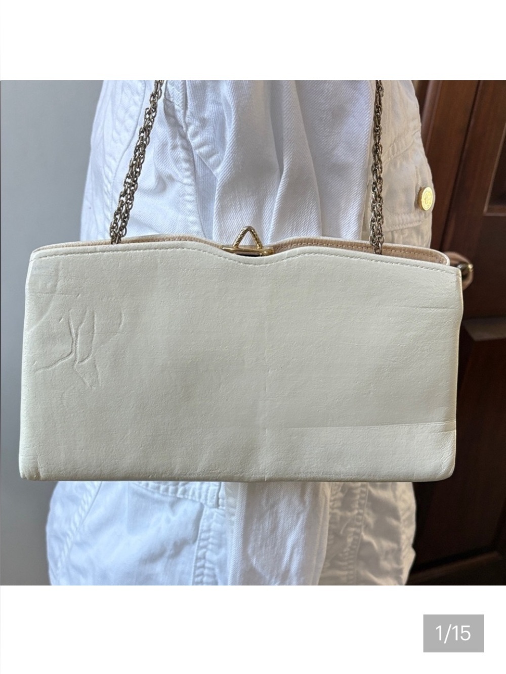Mardane Vintage 50’s clutch  hand/shoulder bag  leather in cream  day or evening